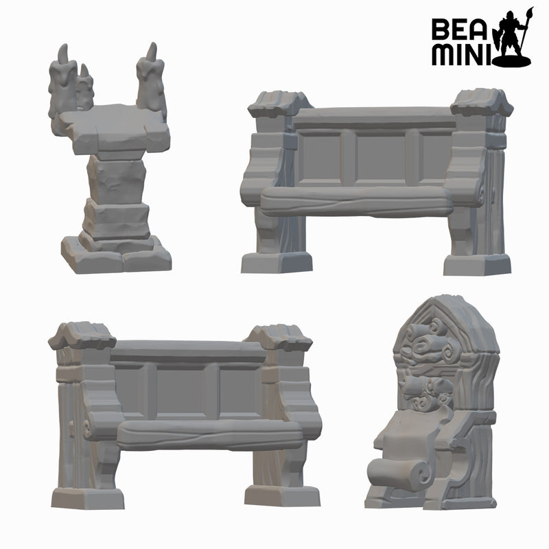 Temple Furniture | BeaMini Unpainted RPG Miniatures