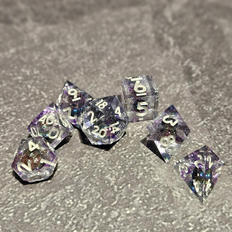 Void Star - Handcrafted Sharp Edge Dice Set & Dice Case