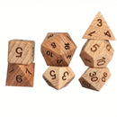 Bronzewood - 7 Piece Wooden Polyhedral Dice Set + Dice Case