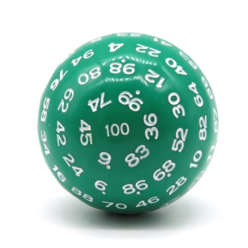 D100 (One Hundred Sided Dice) - Green/White