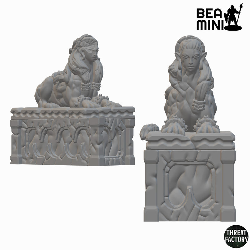 Sphinx Statues | BeaMini Unpainted RPG Miniatures