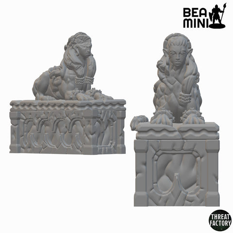 Sphinx Statues | BeaMini Unpainted RPG Miniatures