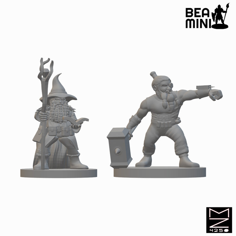 Dwarf Artificer and Wizard | BeaMini Unpainted RPG Miniatures