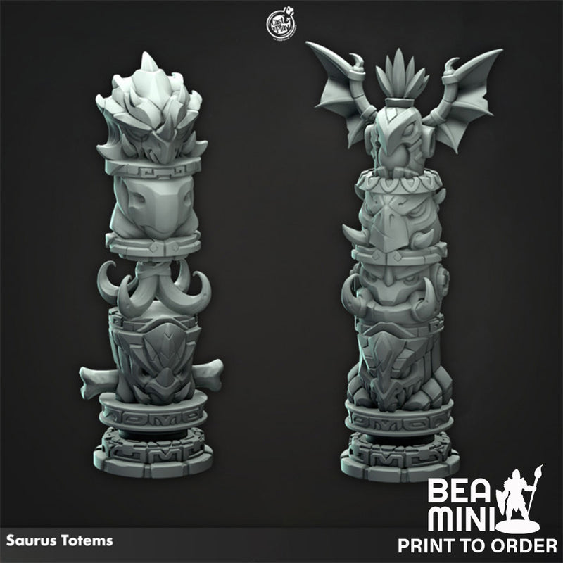 Saurus Totems (set of 2) | BeaMini Print to Order Miniatures
