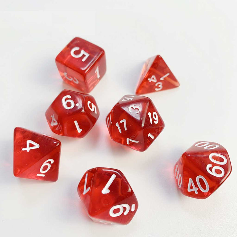 Snow Whites Apple - 7 Piece Polyhedral Dice Set + Dice Bag - Bea DnD Games